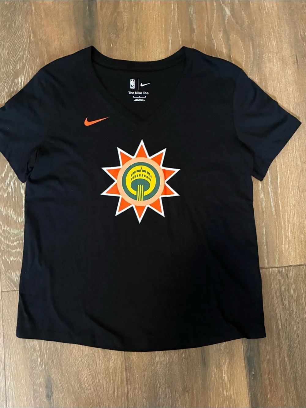 Nike Black Tee with White Nike Swoosh and NBA Logo